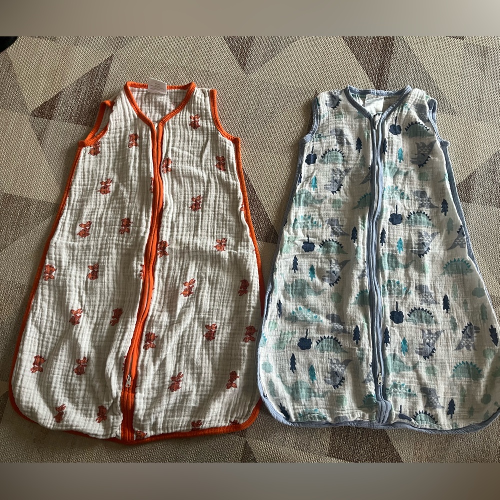Two muslin sleep sacks